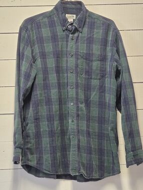 L.L. Bean Blue and Green Plaid Button-Down Shirt - Men's